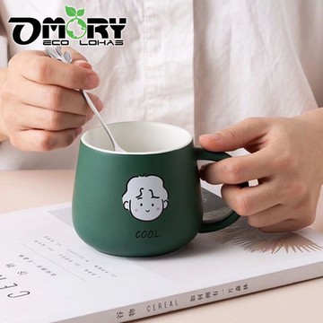 OMORY小倆口大肚杯350ml附匙-COOL綠