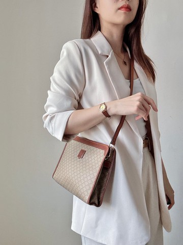 中古美品 Celine Macadam 老花 腋下包 斜背包 化妝包