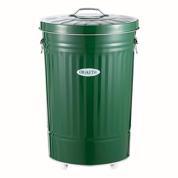 日本 OBAKETSU 手工製附輪垃圾桶 42L(贈垃圾袋環)綠色