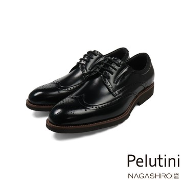 【Pelutini】側鬆緊帶素面德比紳士鞋｜經典黑（612196-BL）