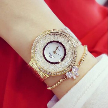 新款時尚手表女石英表女士流蘇表鏈 流沙面星空ins超火水鉆時裝表