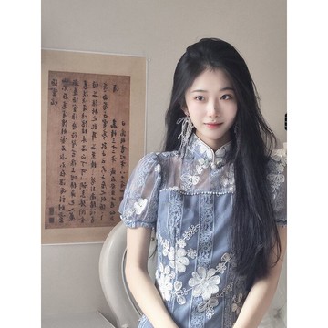 san小姐旗袍女年輕款少女新款小子復古新中式重工長款連衣裙子