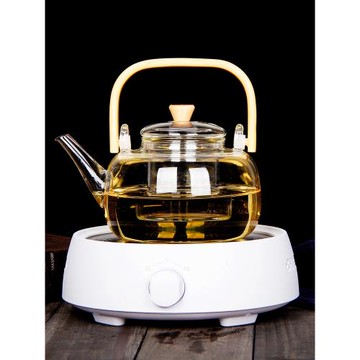 日式電陶爐煮茶器家用高硼硅玻璃普洱茶白茶提梁泡茶壺炭火燒水壺