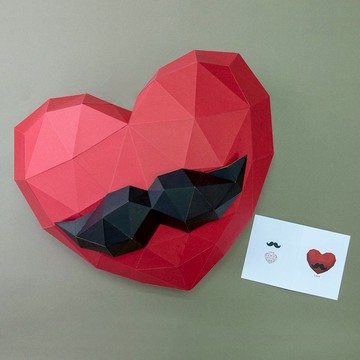 DIY手作3D紙模型 禮物 掛飾 節慶系列-鬍子大愛心組合