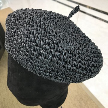 手工立體型草編蓓蕾帽子日系甜美復古百搭女士韓版燒餅貝雷帽1入