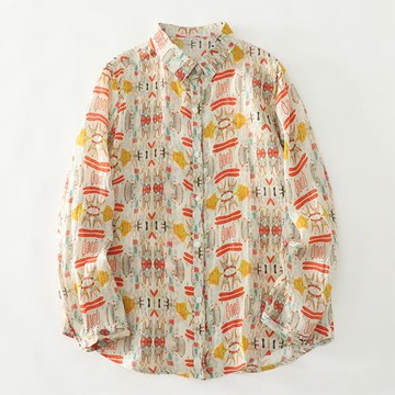 任-【10衣綾】棉麻粉色碎花襯衫上衣(百搭/透氣/舒適/M-2XL/KDTY-1388)