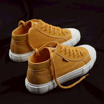 人本黑色高幫帆布鞋女韓版ulzzang潮學生百搭板鞋平底休閑鞋女鞋