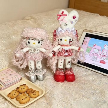 ✨元氣新品✨超美pink公主包掛件hellokitty掛件毛絨公仔假髮kt鑰匙扣禮物送閨LTOJ