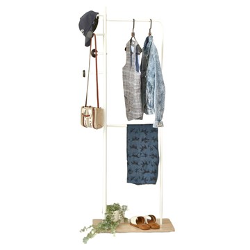 LiFArt 摩登造型雙桿衣帽架 白色  67 x 30 x 166cm