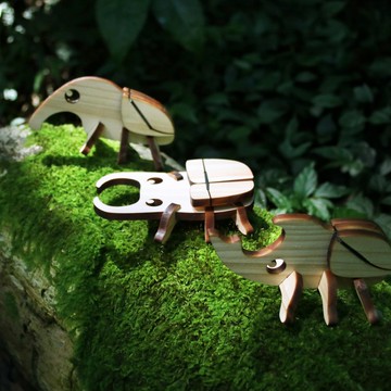 六腳家族X台甲部聯名 | 臺灣特有甲蟲小獨角木製拼圖智能開發玩教