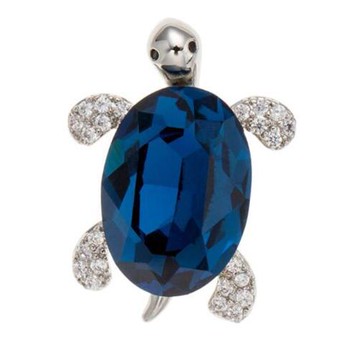 【RJ New York】ins潮流小烏龜鋯石胸針別針兩用款(藍色)