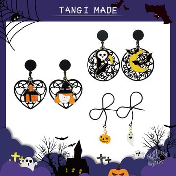 TANGI原創2021新款秋季潮個性可愛搞怪萬圣節合集耳環無耳洞耳夾
