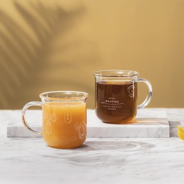 玻璃馬克杯│線條插畫