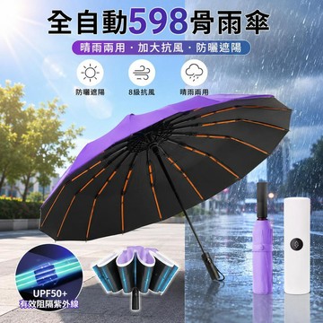 ✨台灣出貨🚚臺灣出貨 全自動598骨雨傘 加大抗風摺疊傘 男女學生通勤 晴雨兩用太陽傘 防紫外線防曬遮陽 戶外旅行隨身