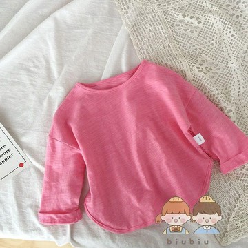 🎀biubiu童裝🎀春秋兒童長袖t恤純棉上衣女童打底衫寶寶圓領竹節棉休閑內搭