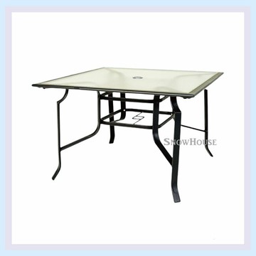 雪之屋 鐵製玻璃方桌(黑) /休閒圓桌/餐桌/飯桌/休閒桌 95-94015