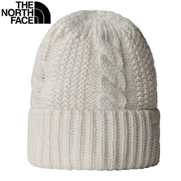 美國【The North Face】W OH MEGA BEANIE-女款/保暖/透氣TNF/造型帽/針織帽-白