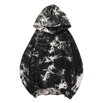 oversize嘻哈美式衛衣男女潮流港風潑墨漸變色扎染純棉連帽衫外套