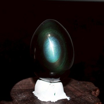 如鴻天然彩虹眼黑曜石原石礦石頭蛋形擺件小把玩件男女款禮物飾品