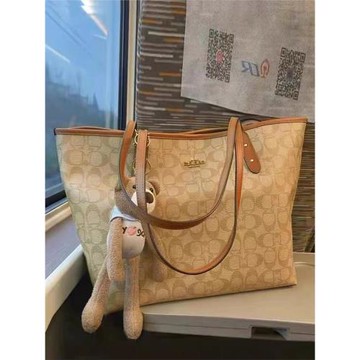 香港正品2024新款潮真皮大容量購物袋時尚托特包單肩斜挎包手提包