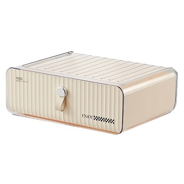 Mega 簡約奶油風抽拉疊加內衣襪子收納盒  奶油無格  1個