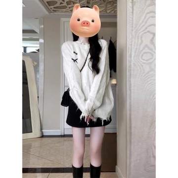 大碼胖MM設計感蝴蝶結毛衣2025秋季新款慵懶風長袖寬松針織衫上衣