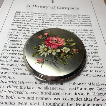 Vintage 英國 KIGU花草銀色粉餅盒