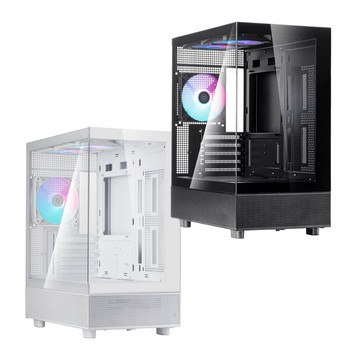 米特3C數位–SilverStone 銀欣 Lucid 4 270°全景視角Micro-ATX機箱 黑色/白色