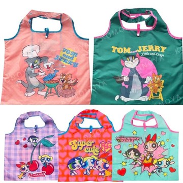 小禮堂 湯姆與傑利鼠 飛天小女警 尼龍摺疊購物袋