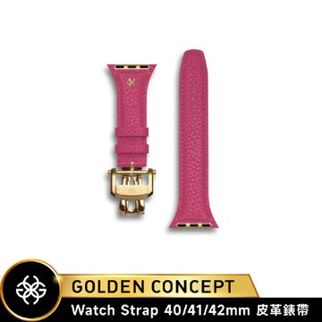 【Golden Concept】APPLE WATCH 41/40/42mm 全粒面皮革錶帶/金框 WSA-FL-PK-G