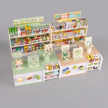 兒童迷你收銀臺超市大貨架食玩小商品瓶子飲料微縮仿真過家家玩具 toy 迷你玩具 小玩具 迷你小玩具