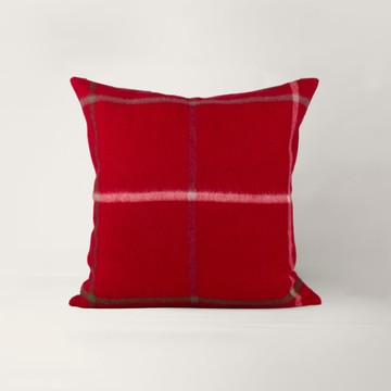 好憩 Horchill 經典紅色格紋羊毛方型抱枕