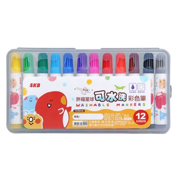 【史代新文具】文明SKB CW-90 可水洗彩色筆 12色