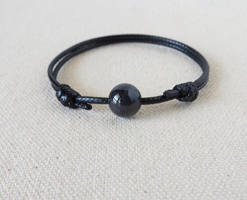 本命年【幸運石】烏雞翡翠韓國蠟線手鍊BGC09*招財、避邪、防小人