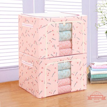 可折疊鋼架箱結實牛津布衣服收納箱被子衣物衣柜棉麻箱布藝儲物箱