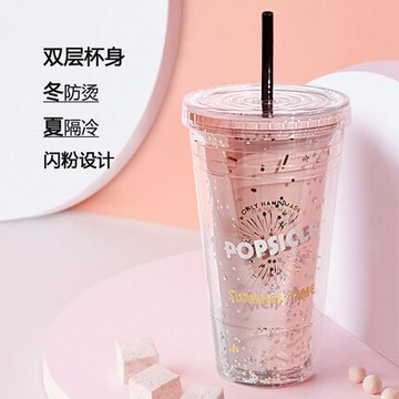 帶吸管的水杯網紅吸管杯大人女生高顏值家用塑料喝水杯子女可愛【摩可美家】