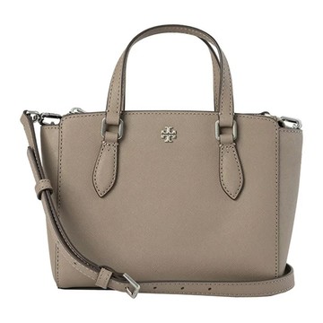 Tory burch - 雙TLOGO防刮皮革托特包-灰