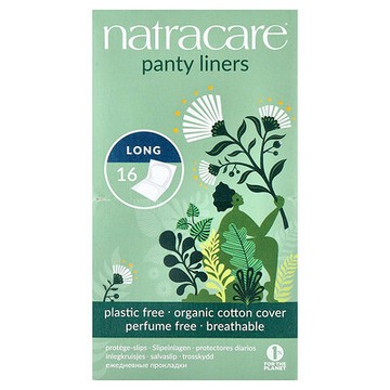 Natracare, 護墊，有機棉套，長款，16 片