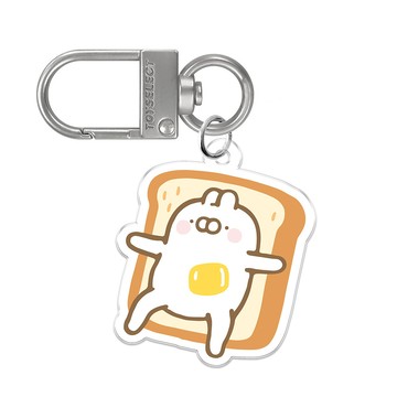 【插畫家聯名】醜白兔奶油吐司造型鑰匙圈