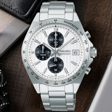 SEIKO精工 CS系列 紳士直紋三眼計時腕錶 雙11 特惠 推薦 8T67-00Y0S/SBTR039J