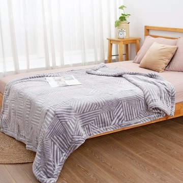 新合纖發熱印花厚毛毯 單人140x200cm 溫柔藍