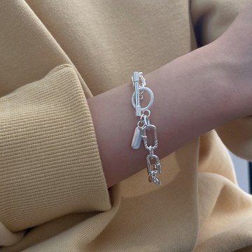 小寶S925純銀麻繩方鏈條OT扣手鏈 長約17cm  S02635