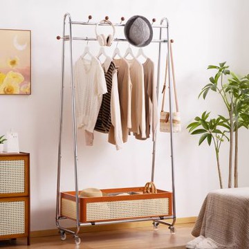 HappyLife 多功能衣帽架 附網紋收納籃 80公分 Y12553