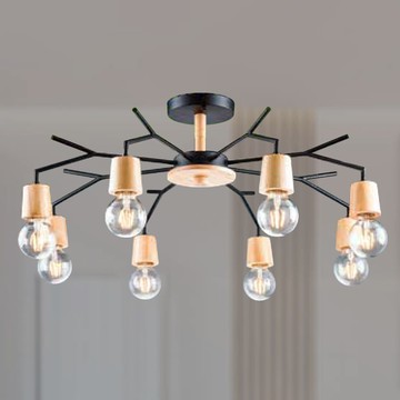 E27簡約原木造型半吸頂燈 36-60352