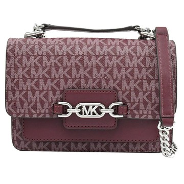 Michael Kors HEATHER 金屬MK印花鍊帶斜背包.酒紅