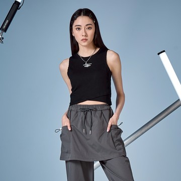 CACO-坑條涼感不對稱下襬背心(二色)-女【J2NA025】