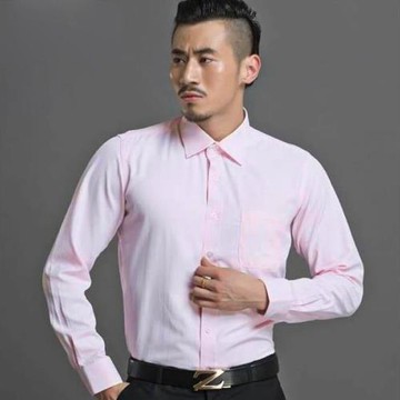 【WEISHTON】韓版修身抗皺襯衫-長袖-斜紋粉、w61 台灣現貨 男襯衫 商務 口袋 硬領
