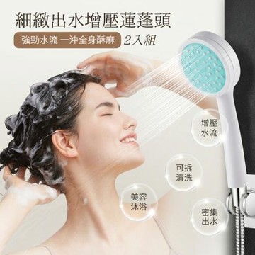 【Fluex】2入組 細緻出水可拆增壓蓮蓬頭 細孔密集出水 標準4分通用接口