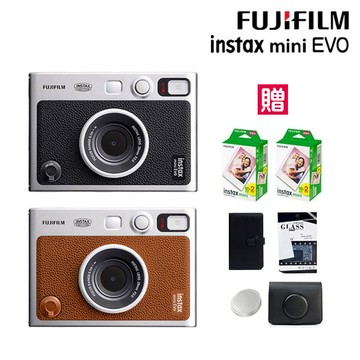 【專用皮套40張底片組合】富士 Fujifilm Instax Mini EVO (黑色) 拍立得相機 印相機 公司貨 保固一年