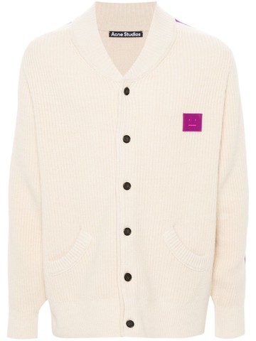 Acne Studios - Face-patch knitted cardigan - unisex - Nylon/Wool/Polyester/Elastane/Cotton - XXL - Neutrals